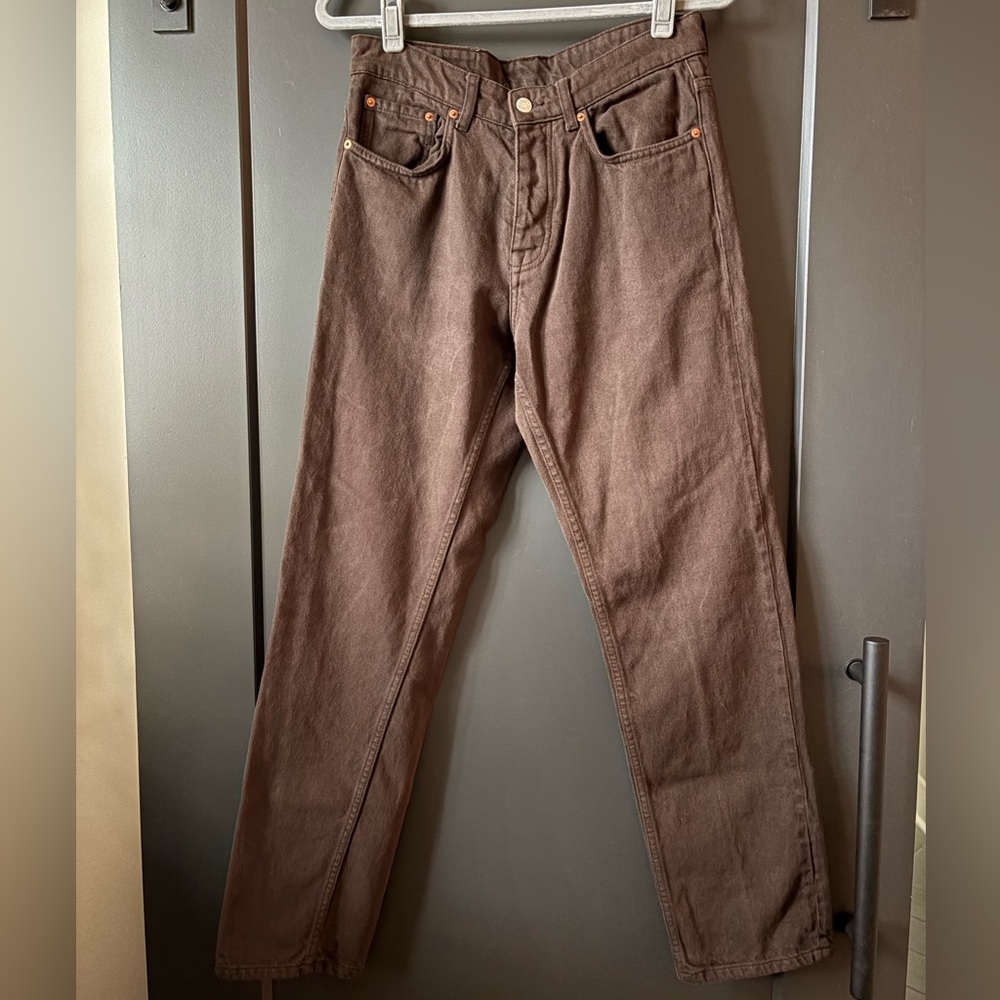 Zara Straight-Leg Jeans in Brown